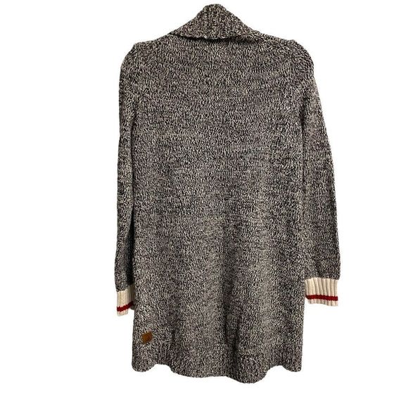 Roots Cabin Cotton Open Front Long Cardigan Sweater Coat Grey Oat Mix S - Picture 5 of 11